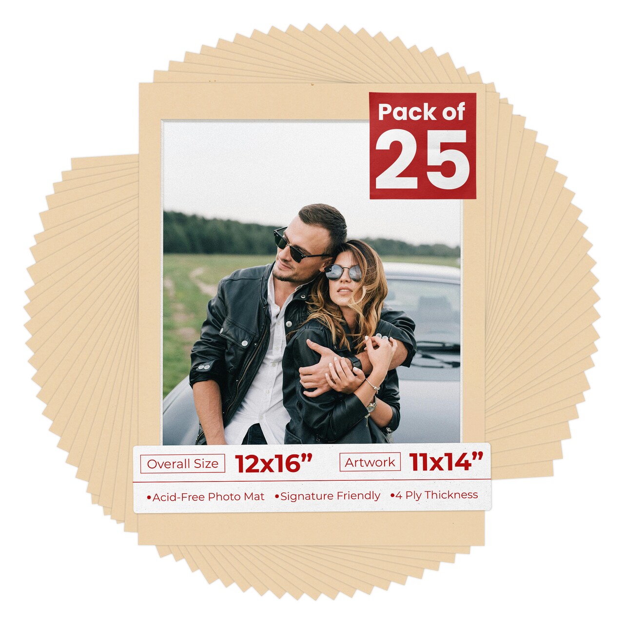 Toasted Almond Mat Board for 12x16 Frames - Fits 11x14 Photos